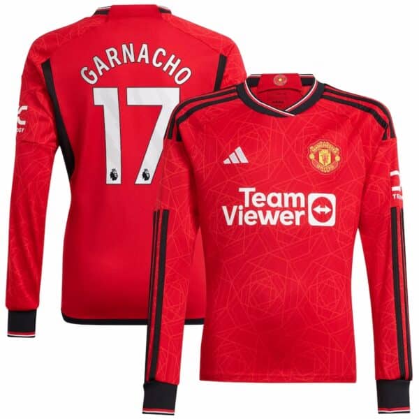 MAILLOT MANCHESTER UNITED DOMICILE GARNACHO MANCHES LONGUES 2023-2024