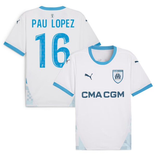 MAILLOT OLYMPIQUE DE MARSEILLE DOMICILE PAU LOPEZ 2024-2025